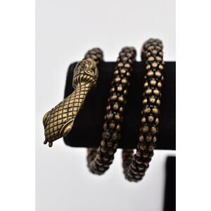 D.L. Auld Vintage Snake Wrap Bracelet Brass Coiled Serpent Bangle Signed BinO